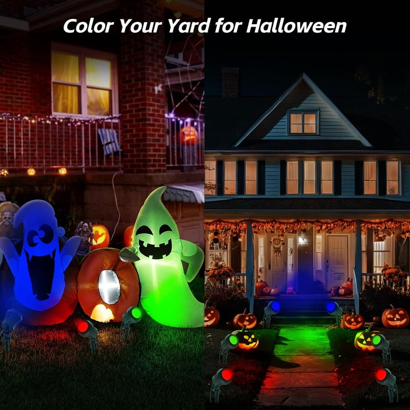 Holeva Spotlight Outdoor – 120V Plug-In, 6500K Cool White LED Landscape Lighting with RGB Purple 4 Color Lenses for Yard, Garden, Lawn & Tree Decor on Holidays&Everyday, IP67 Waterproof (1 Pack,Green) - Image 5